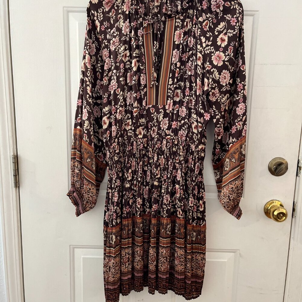 Anthropologie Brown/pink/cream Floral Mini Dress - Picture 5 of 12
